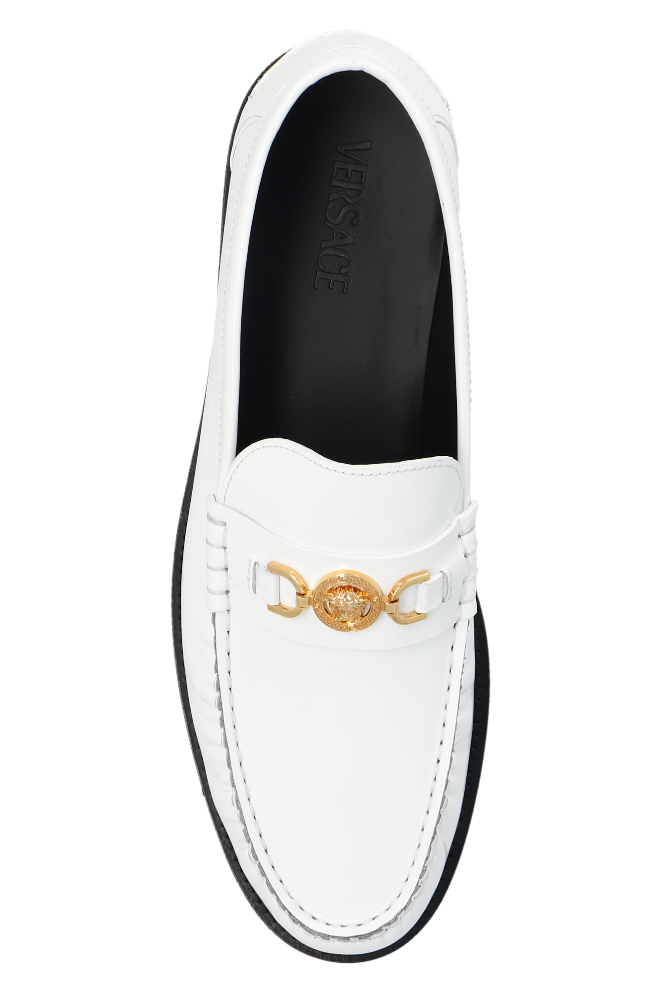 White cheap versace loafers